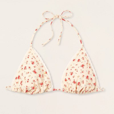 Women's Eyelet Trim Bikini Top - Parke x Target Cream Floral L