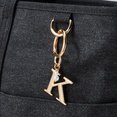 Initial "K" and Simulated Pearl Bag Charm - A New Day Gold