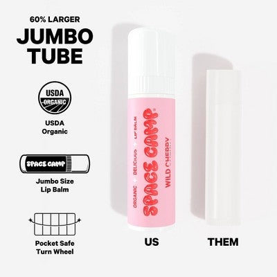 Space Camp Wellness Wild Cherry Lip Balm - 0.25oz: Paraben-Free, Certified Organic, Contains Vitamin E