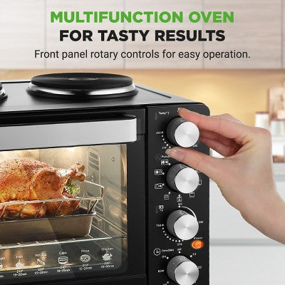 NutriChef 30+ Quart Countertop Convection Oven Cooker - 1500W Heating, Rotisserie, Dual Hot Plates, 120V - Black (LOCAL PICKUP ONLY)