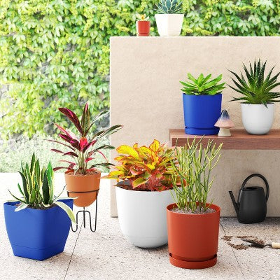 Recycled Resin Indoor Outdoor Planter Pot Blue 10"x10"x10" - Room Essentials