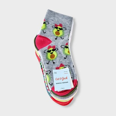 Girls' 7pk Ankle Avocado Socks - Cat & Jack Gray M