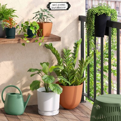 Recycled Resin Indoor Outdoor Planter Pot White 10"x10"x10" - Room Essentials