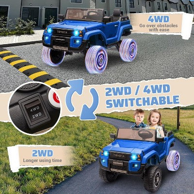 24V 2-Seater Kids Ride-On Truck - Remote Control, Switchable 4WD/2WD, Music & Functional Shovel for Ages 3+ Black (LOCAL PICKUP ONLY)