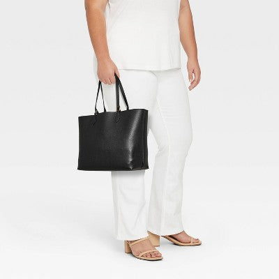 Dual Strap Triple Compartment Tote Bag - A New Day Black