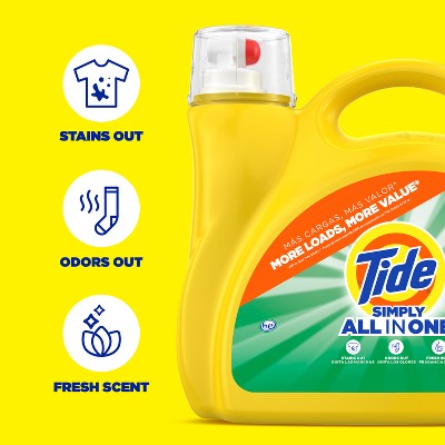 Tide Simply Daybreak Fresh Liquid Laundry Detergent - 182 fl oz: Cold & All-Temperature, High Efficiency, Spill-Resistant