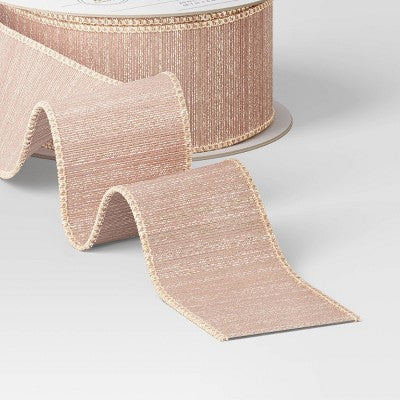 1.5" Metallic Fabric Christmas Ribbon 20' Rose Gold - Wondershop