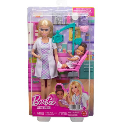 Barbie Careers Dentist Playset with Blonde Fashion Doll, Small Doll, Examination Chair & Accessories