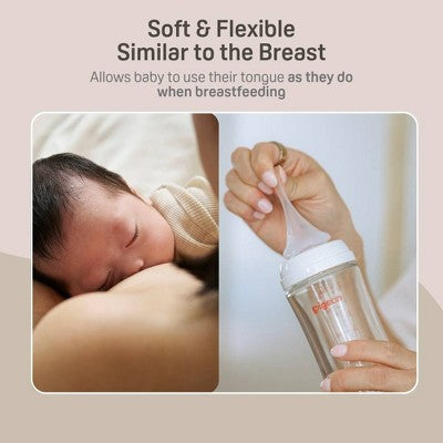 Pigeon Nurture & Nest Anti-colic Silicone Bottle Nipples with Latch-On Line - Level 4 - Fast Flow - 3pk