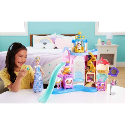 Disney Princess Pet Palace & Cinderella Fashion Doll with 2 Animal Friends & 20+ Furniture & Accessories