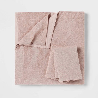 Full/Queen Cotton Linen Chambray Duvet Cover & Sham Set Terracotta - Threshold: Woven Bedding Sets with Inner Ties, OEKO-TEX Certified