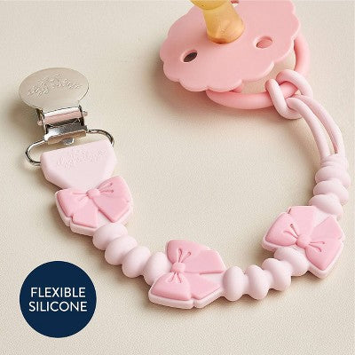Itzy Ritzy Beaded Pacifier Clip - Bows: Silicone, BPA-Free