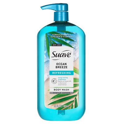 Suave Essentials Gentle Body Wash Ocean Breeze - 30 fl oz: Paraben-Free, Phthalate-Free, For Normal & Dry Skin