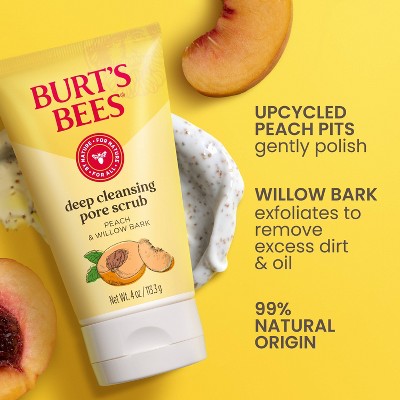 Burt's Bees Peach & Willow Bark Deep Cleansing Pore Facial Scrub - Unscented - 4oz
