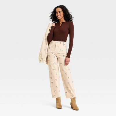 Women's Sailor Heart Embroidered High-Rise Ankle Jeans 8