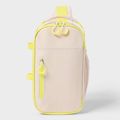 6 Cans/4.5qt Soft Sided Cooler - Sun Squad Beige/Yellow: Compact Recycled Polyester