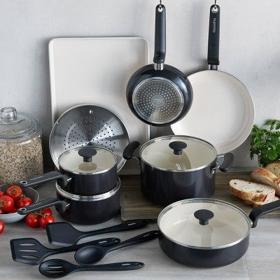 GreenPan Rio Advanced 16pc Ceramic Nonstick Cookware Set Black (LOCAL PICKUP ONLY)