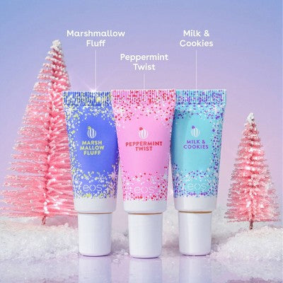 eos Holiday Mini Super Balms - Peppermint Twist, Milk & Cookies, Marshmallow Fluff - 0.72 fl oz/3pk