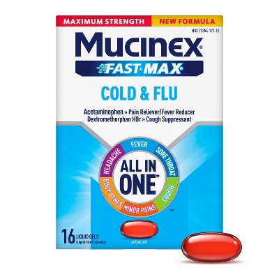 Mucinex Maximum Strength FAST-MAX Liquid Gels - Cold & Flu - 16ct