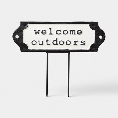 Metal "Welcome Outdoors" Garden Sign - Threshold