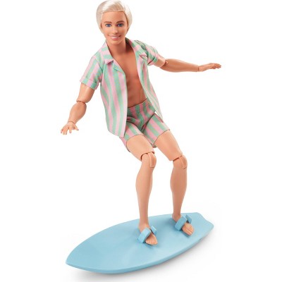 Barbie: The Movie Ken Doll Wearing Pastel Striped Beach Matching Set
