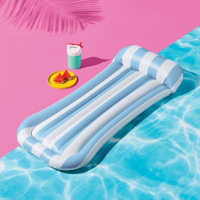 Pool Lounge Mat Striped Pool Lounger - Sun Squad Blue/White