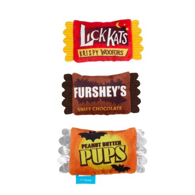BARK Afraid of the Bark Halloween Trick-Or-Squeaks Candy Shaped Plush Dog Toy
