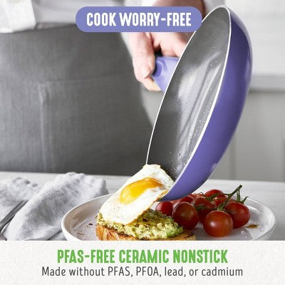 GreenLife Essentials 8" Ceramic Nonstick Aluminum Fry Pan Veri Peri: Dishwasher-Safe, Smooth Surface Induction Compatible