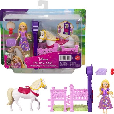 Disney Princess Rapunzel & Maximus Small Doll & Horse Set with Stable Playset