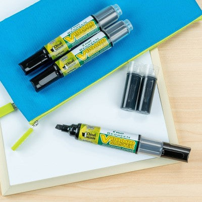 Pilot 3pk VBoard Master Dry Erase Markers Chisel Tip Black Ink with Bonus Refills
