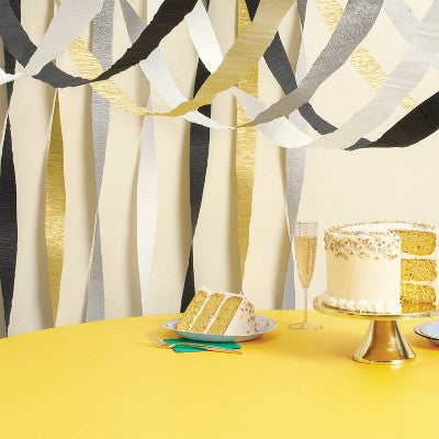 4ct New Year's Eve Crepe Streamers Black/Gold/Silver/White - Spritz