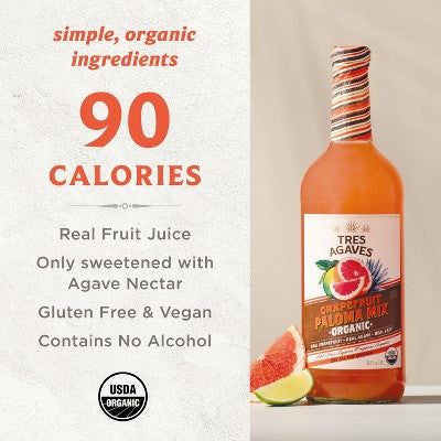 Tres Agaves Organic Grapefruit Paloma Margarita Mix - 1.0L Bottle