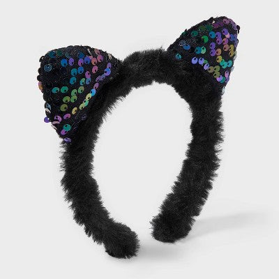Girls' Halloween Cat Ears Headband - Cat & Jack Black