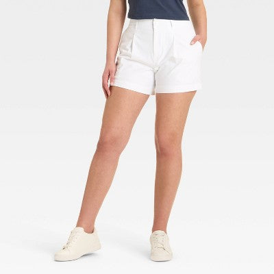 Women's 4" Woven High Rise Golf Shorts - All In Motion White L
