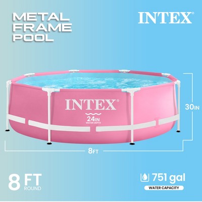 Intex 28290EH 8ft x 30in Round Metal Frame Above Ground Swimming Pool, Pink (LOCAL PICKUP ONLY)