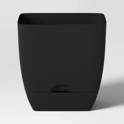 Square Self-Watering Plastic Indoor Outdoor Planter Pot Black 10"x10" - Room Essentials