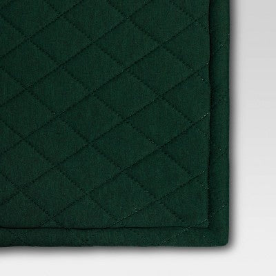 Quilted Jersey Throw Blanket with Faux Shearling Reverse Heathered Green - Room Essentials