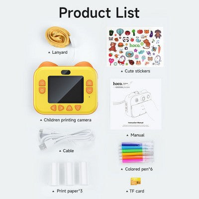 hoco. Kids Dual-Cam Digital Print Camera, Yellow