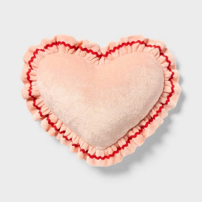 Velvet Ruffle Heart Kids' Novelty Plush Pillow Pink - Pillowfort