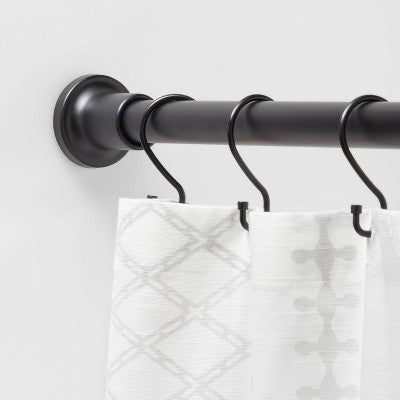72" Dual Mount Cast Style Finial Shower Curtain Rod Black - Threshold: Adjustable, No-Drill, Easy Install, 46" to 72" Length (LOCAL PICKUP ONLY)