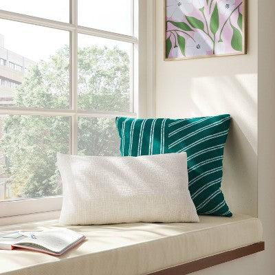 Lumbar Texture Cotton Pillow Ivory - Room Essentials
