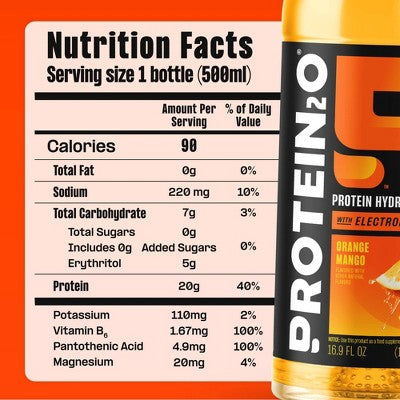 Protein2O 20g Clear Whey Protein Isolate Drink With Electrolytes Orange Mango Non-Caffeinated - 67.6 fl oz/4pk