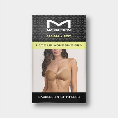 Maidenform Women's Lace-Up Adhesive Bra - Nude B: Seamless Polyester & Elastane, Opaque, Lace Construction, Bra Accessories