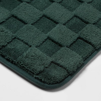 20"x30" Everyday Checked Cushion Bath Rug Dark Green - Room Essentials