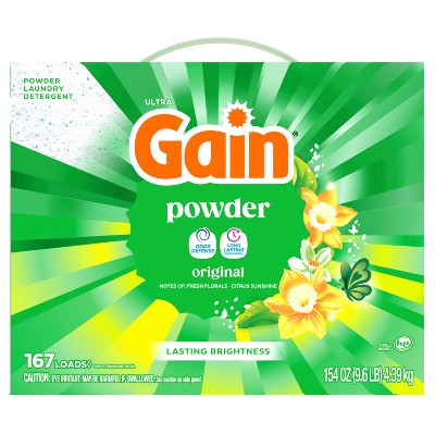 Gain Original HE Concentrated Laundry Detergent Powder 167 Loads - 154oz: Paraben-Free, Bleach-Free, Phosphate-Free