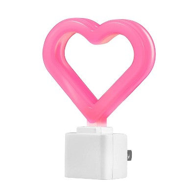 Globe Electric Auto On/Off Neon Pink Heart Night Light
