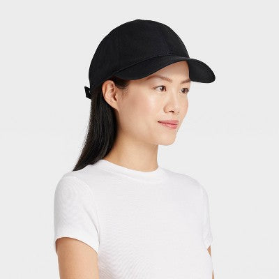 Satin Lined Backless Baseball Hat - A New Day Black