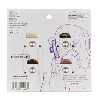 scunci be-u-tiful Pearl Embellished Floral Mini Claw Clips - Neutral - 4pcs