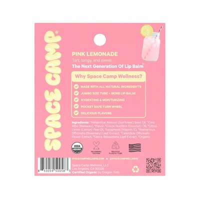 Space Camp Wellness Lip Balm - Pink Lemonade: Moisturizing, Contains Vitamin E, Certified Organic, Travel Size