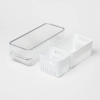 Lidded Fridge Storage with 2 Internal Inserts - Brightroom